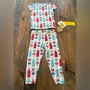 Kickee Pants size 2T bamboo short sleeve pajama pants set Soda Pop new